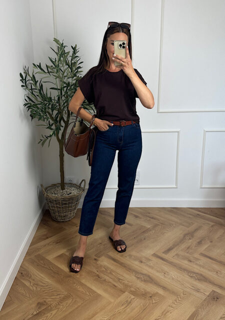 Spodnie mom fit granat