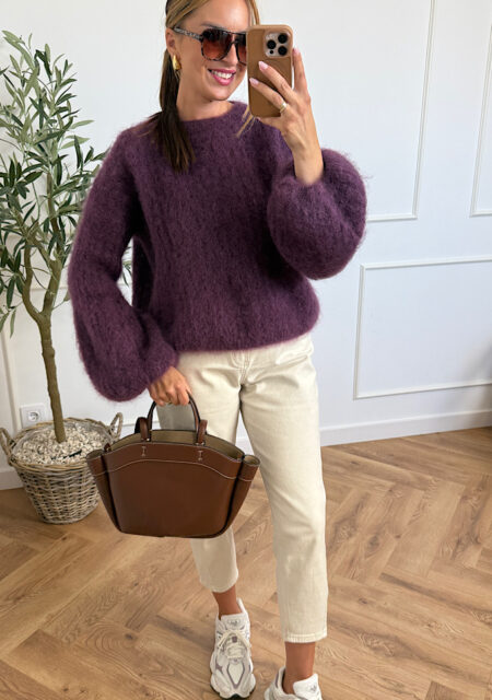 Sweter kid moher śliwka