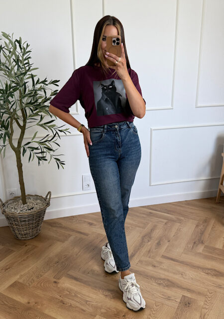 Spodnie mam fit wycierany jeans Adoro