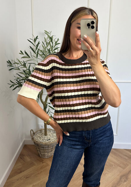Sweter z krótkim rękawem czekolada