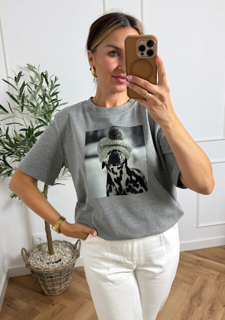 T-shirt oversize Bona szary dalmatyńczyk