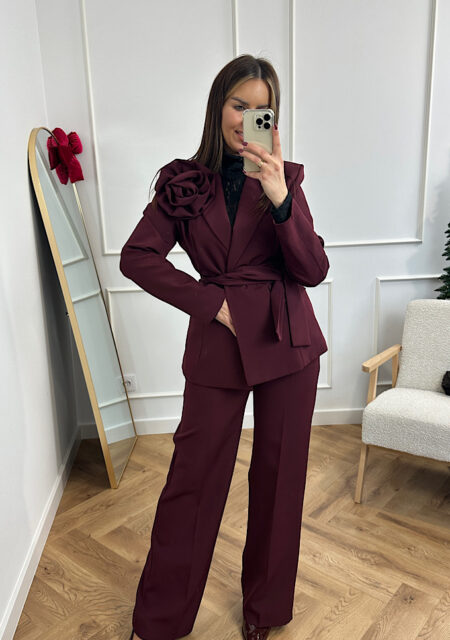 Komplet marynarka spodnie burgund