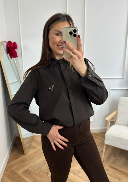 Koszula bawełniana uni / czekolada