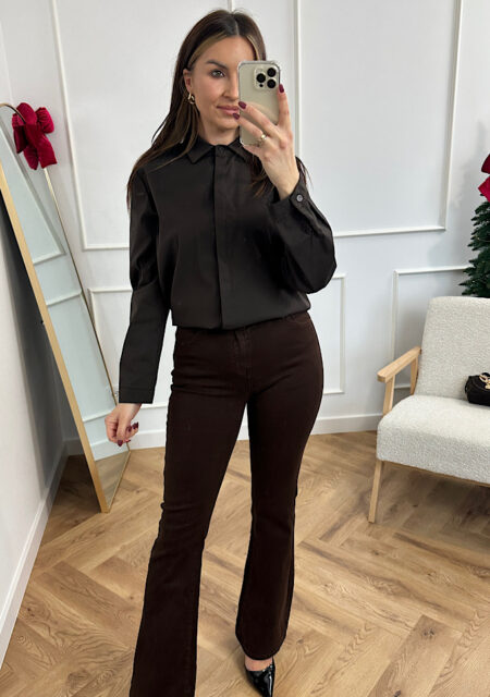 Spodnie jenas czekoladowe flared