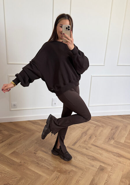 Legginsy czekoladowe z rozcięciami