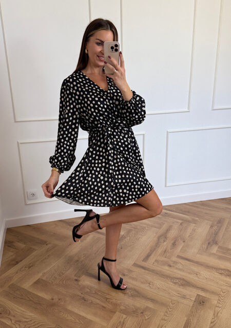 Sukienka Karina czarna w cętki