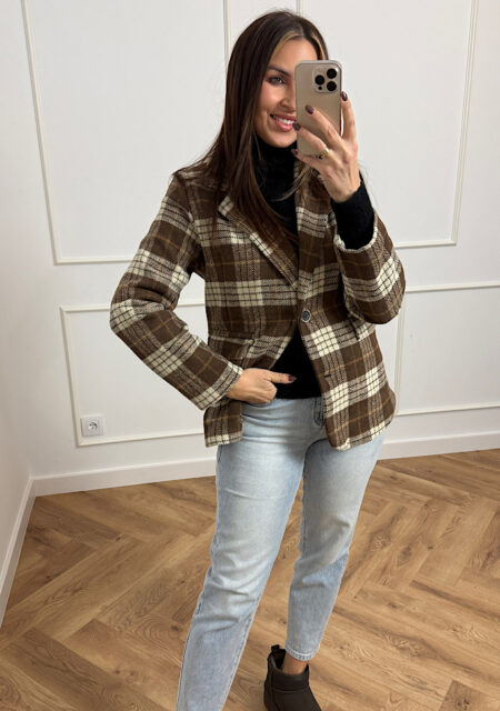 Marynarka krata brąz