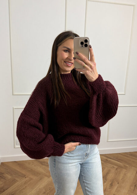 Sweter Love chmurka burgund