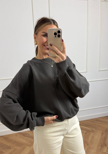 Bluza oversize krótka ciemna gorzka czekolada Nosi