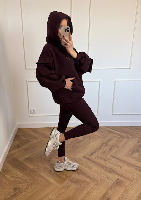 Komplet leginsy z bluzą burgund