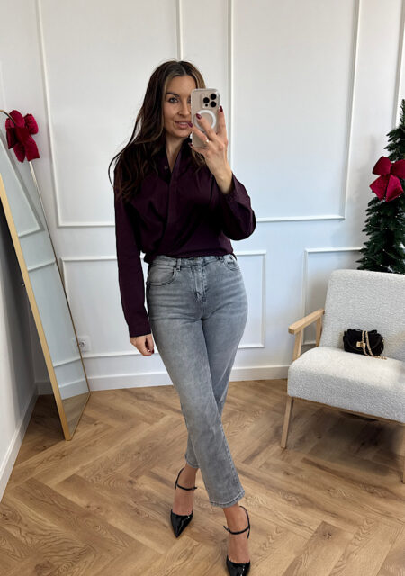 Spodnie jeans mam fit Malaga szare