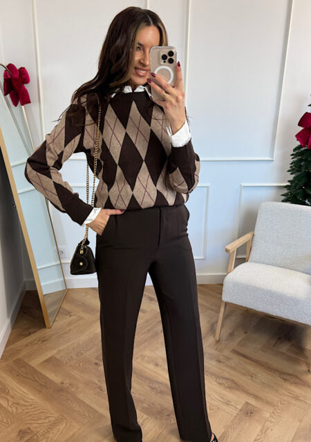 Spodnie eleganckie Purpura czekoladowe