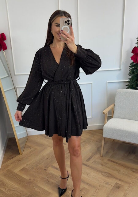 Sukienka Klara czekoladowa brokat