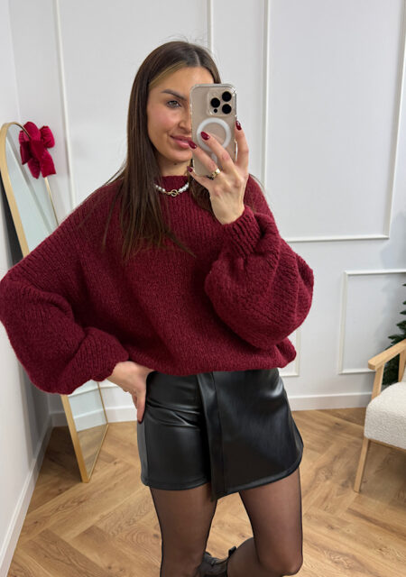 Sweter Love chmurka bordo