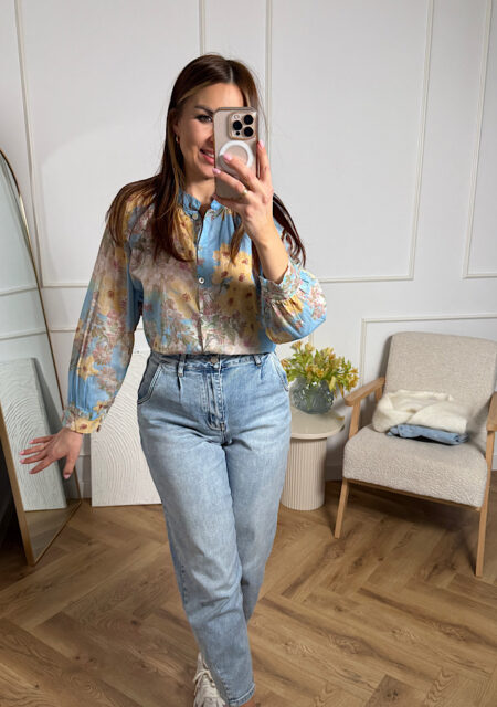 Koszula 100%bawełna mgiełka w kwiaty błękit 🦋