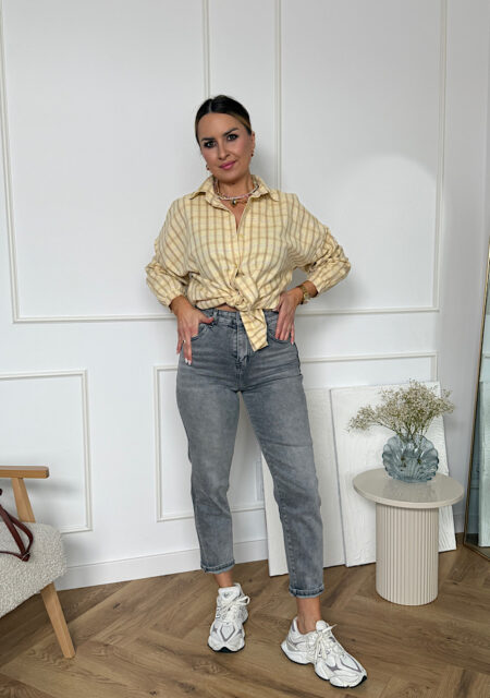 Spodnie jeans mam fit Malaga szare