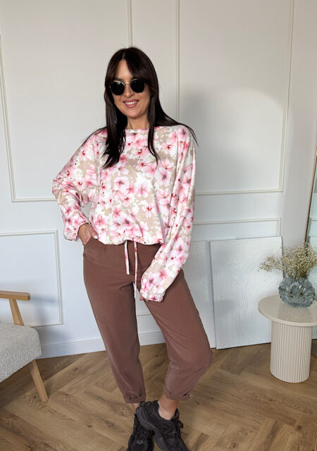 Bluza by Me panelowe kwiaty oversize