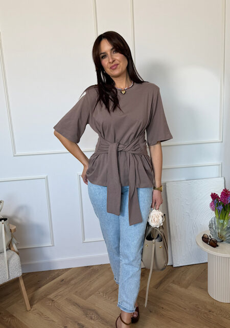 bluzka t-shirt bawełniany fango z wiązaniem