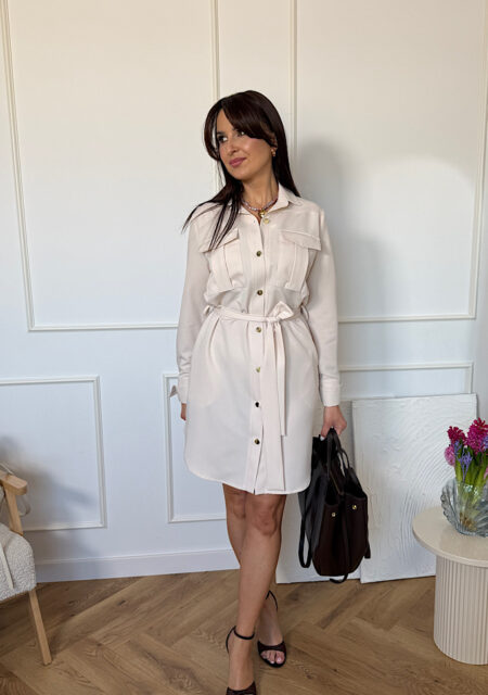 Sukienka szmizjerka jasny beż