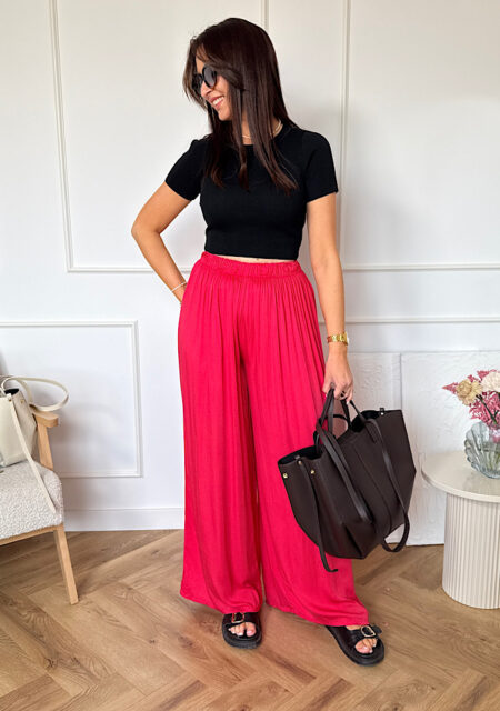 Spodnie z wiskozy Sienna malinowe