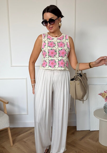 Spodnie z wiskozy Sienna jasny beż