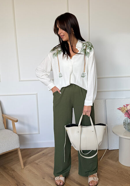 Komplet wiskozowo lniany koszula i spodnie