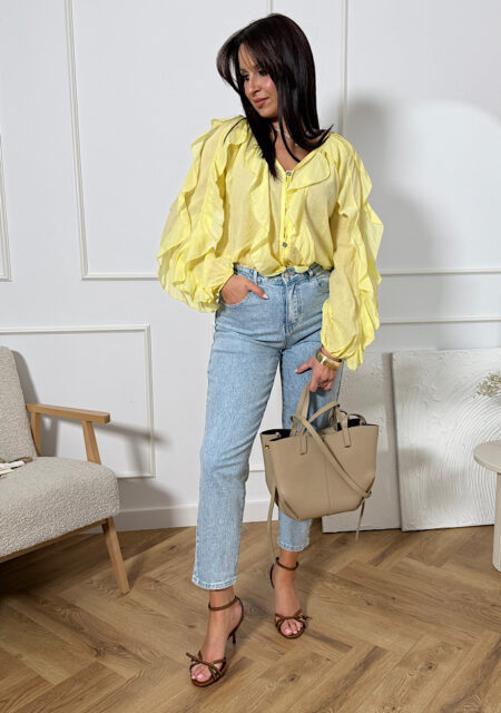 Koszula mgiełka bawełna 100% falbany cytrynowa