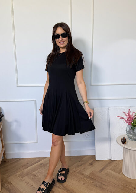 Sukienka z wiskozą rozkloszowany dół czarna
