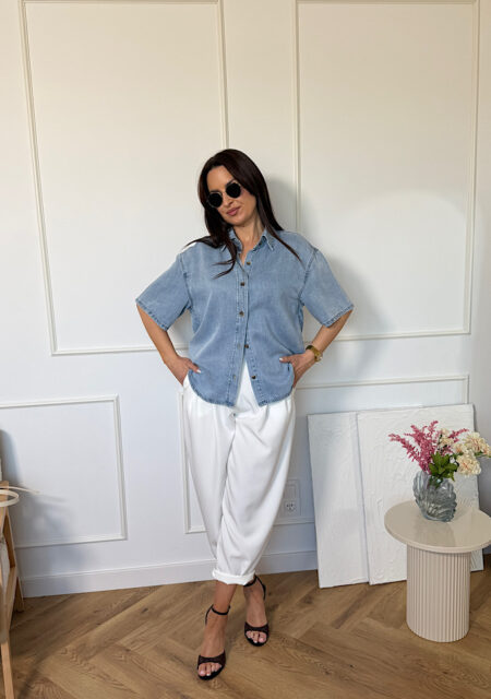 Koszula jeans zapinana krótki rękaw