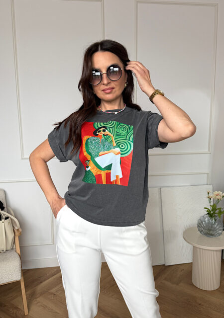 T-shirt oversize szary dekatyzowany kobieta
