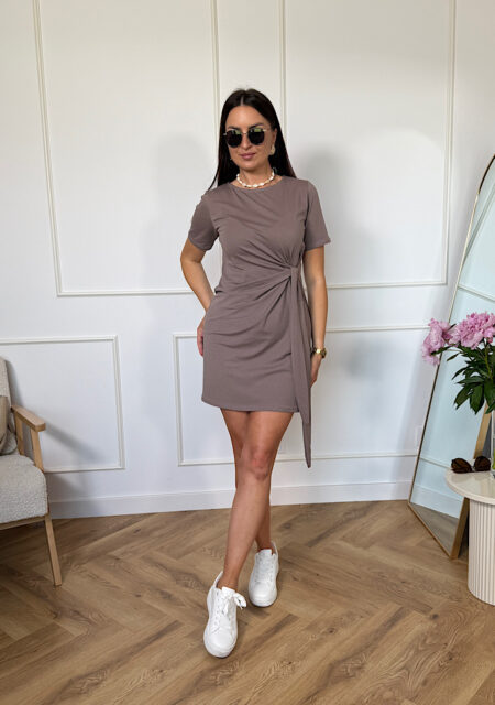 Sukienka Laura krótka wiązana Basic bawełniana fango