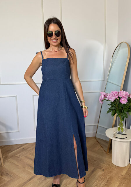 Sukienka midi maxi ciemny jeans